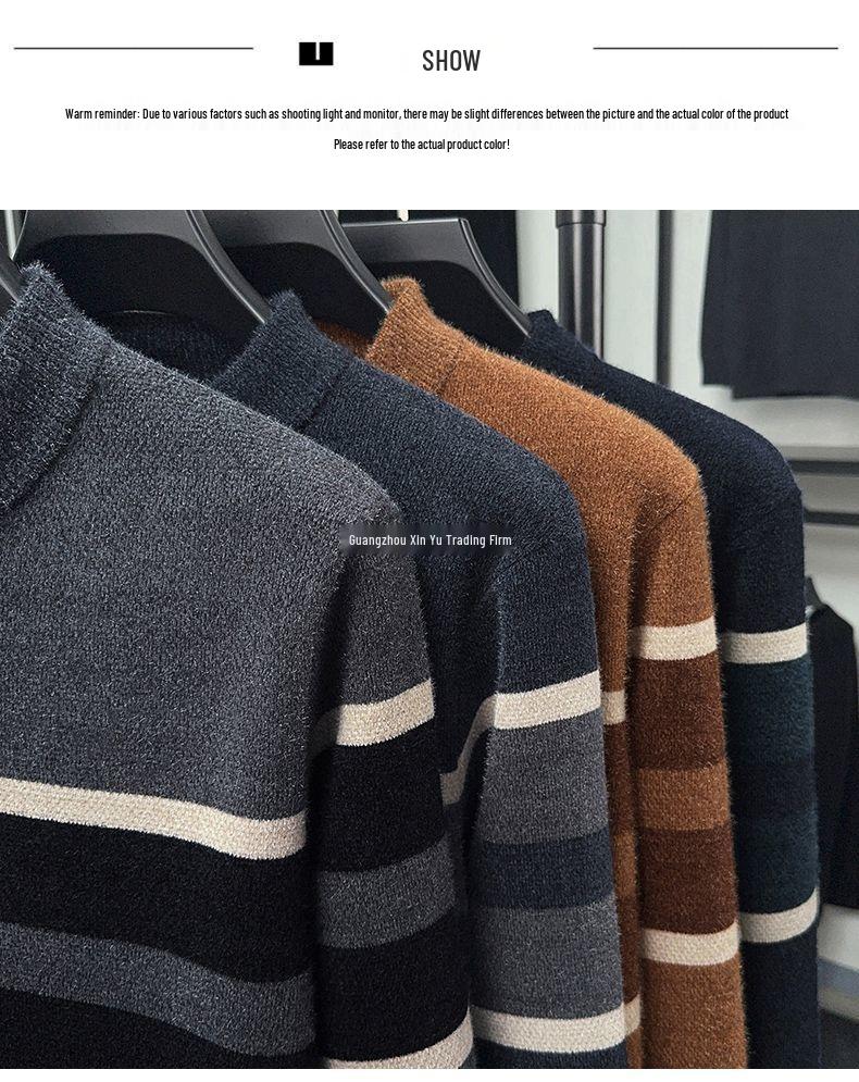 Dad's Warm Winter Knit: Mink Velvet Zipper Sweater, Plus Velvet for Middle-Aged & Elderly Men