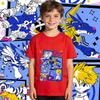 Digimon Ishida Yamato X Gabumon Anime Print Boys Girls Cotton T Shirt Casual Short Sleeve Top Kids Summer Clothes