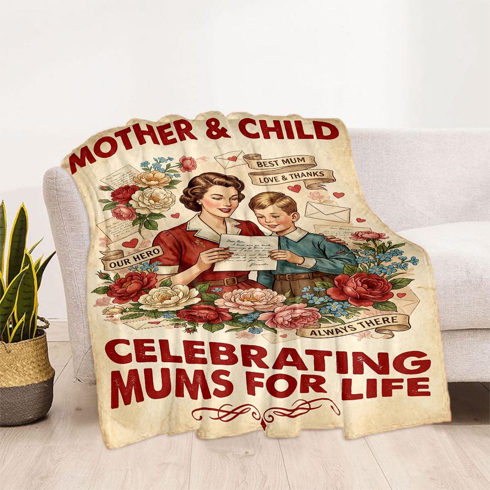 Mother's Day Greeting Card Blanket Suitable for Sofas,travel, Living Rooms Also a Good Gift for Friends and Family Suitable for All Seasons.