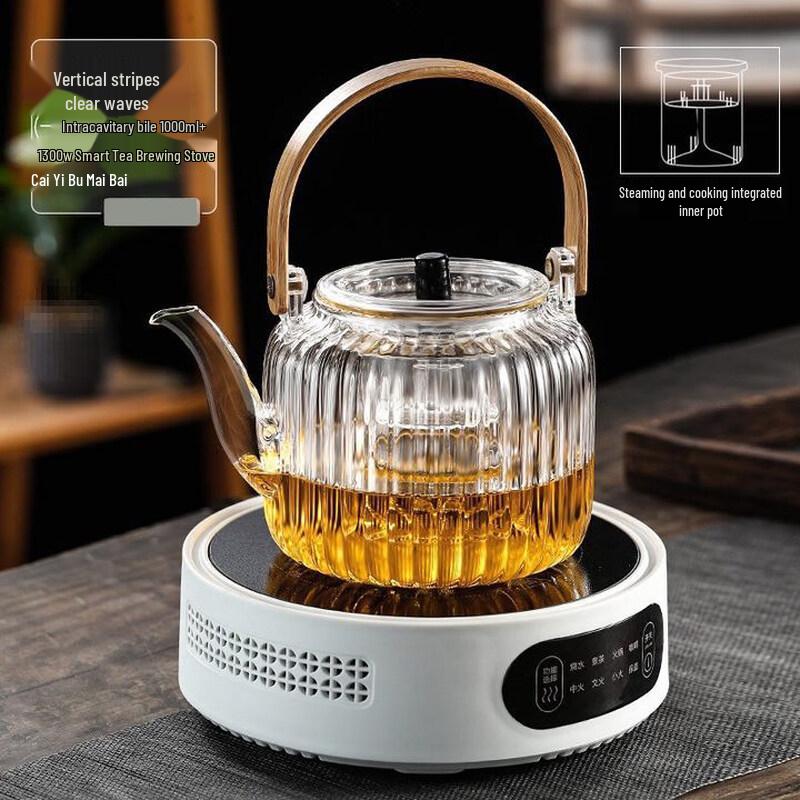 Hanyou 1000ml Vertical Stripe Pottery Teapot Set
