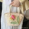 2025 New Tulip Wool Crocheted Straw Woven Fresh and Cute Handbag Niche Design Messenger Bag Women