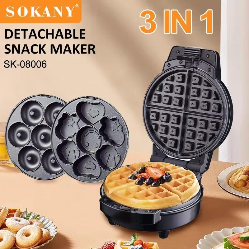 3 in 1 Sanminer 1PC Frühstücksmaschine Multifunktionale abnehmbare elektrische Keksbude Waffel Donut Kuchen Sanminer Haushalt
