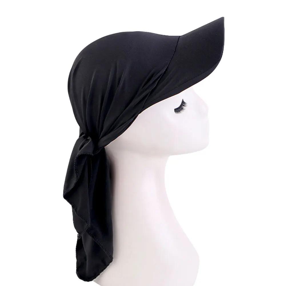 Women Ethnic Style Classic Solid Color Turban Hat Curved Brim Adjustable Baseball Cap Breathable Sunscreen Headscarf Hat