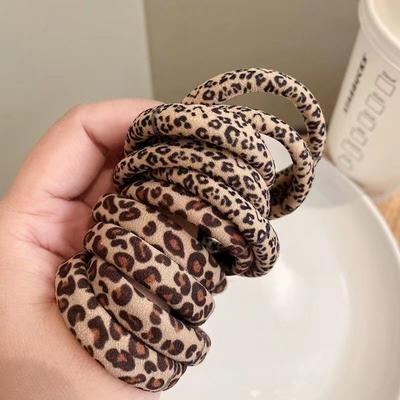 10 elastici per capelli con stampa leopardata, elastici per capelli, elastici per coda di cavallo, anelli per capelli da donna e ragazze, accessori in corda