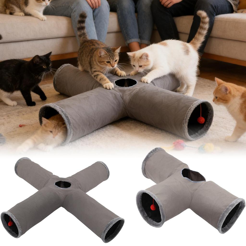 Tunnels For Indoor Cats Maze Puzzle Interactive Foldable Flexible Cat Play Tunnel For Kitten Pet Christmas Halloween Birthday