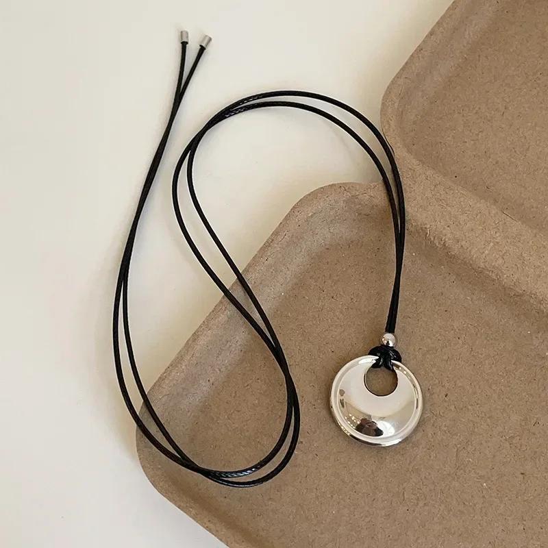 

Bilandi модные ювелирные изделия винтажный темперамент черный шнур геометрический кулон ожерелье для женщин девушки подарки симпатичные дизайнерские аксессуары