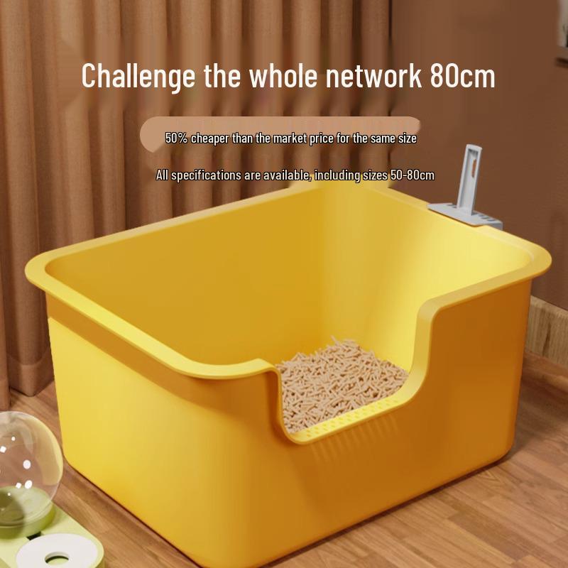 Extra-Large Splash-Proof Semi-Enclosed Cat Litter Box for Maine Coons