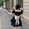 French Pure and Horny Backless Dress Summer New Style Women's Clothing Celebrity Temperament Waist-hugging and Looking Tall and Small Puffy Skirt