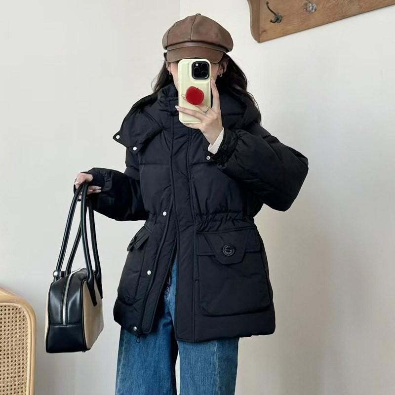 Down jacket women's thickened white duck down jacket winter warm simple style short feather jacket