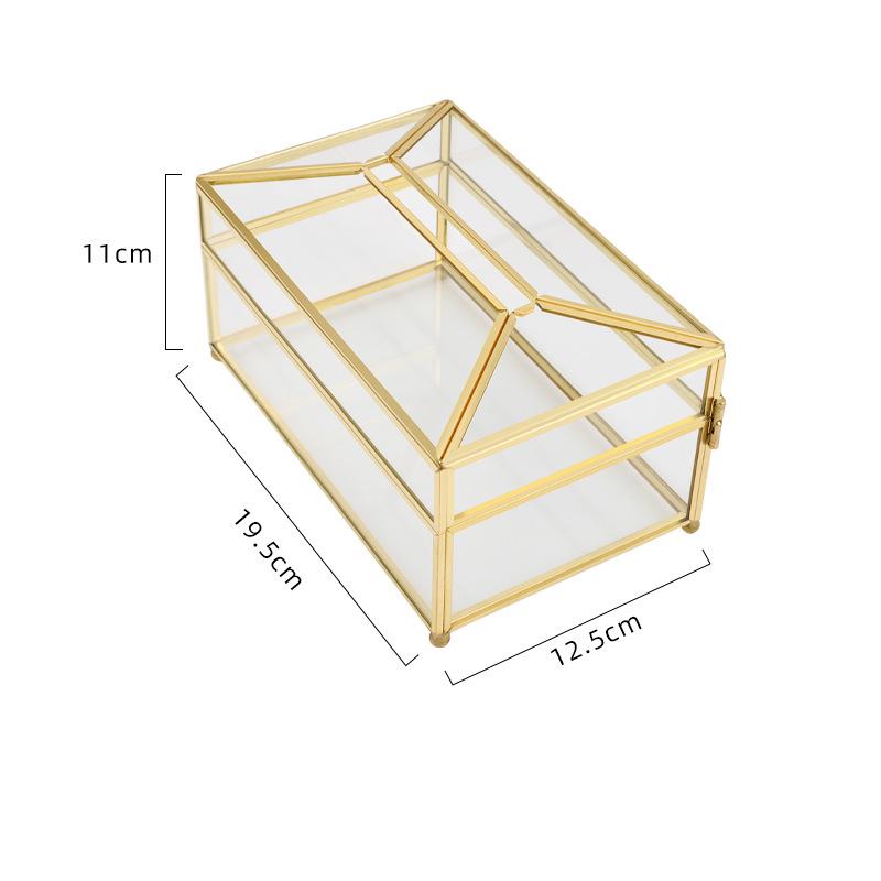 

Легкая роскошная прозрачная стеклянная коробка для салфеток с металлическим каркасом, ящиком, ретро-журнальным столиком, украшениями для дома, лотком для хранения