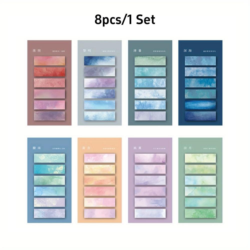 1pc/8pcs Gradient Color Index Sticky Notes with Adhesive Peel-off Index Tabs for Home Office Daily Use A3267