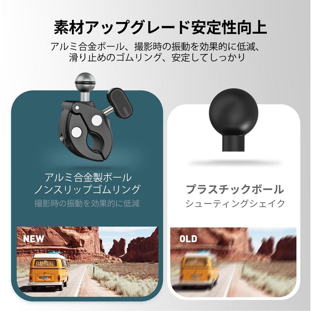 TELESIN Camera Mount for Motorcycles and Camera Aluminum Super Action Camera GoPro Pipe Shooting Compatible with DJI Osmo Digital Android and LCD