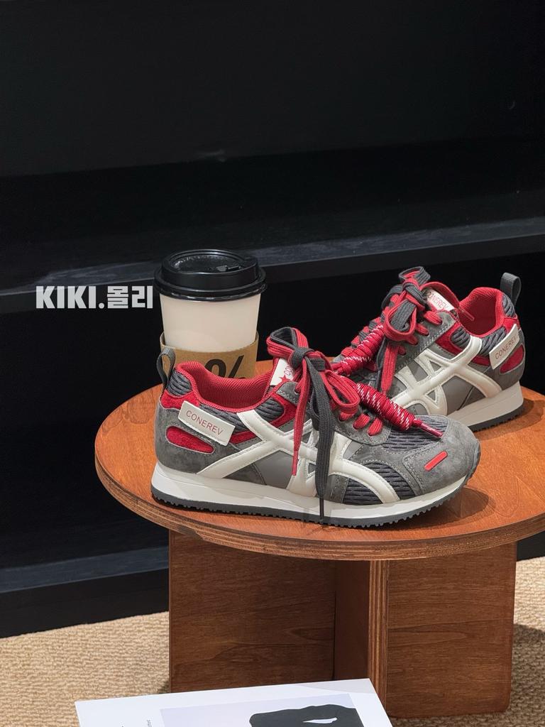 American Retro Forrest Gump Shoes Women's Ins Tide 2025 Early Autumn New Niche Color Matching Waffle Shoes Casual Sports Shoes Women
