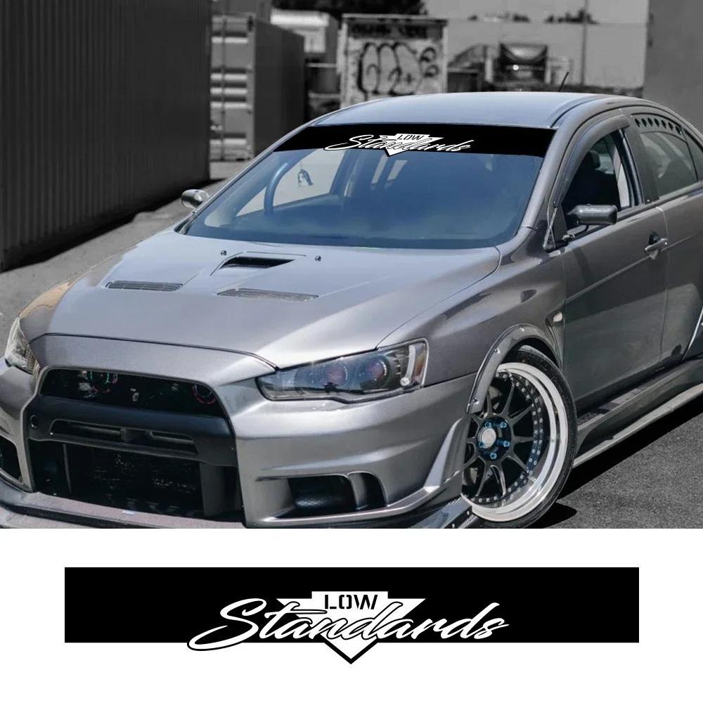 Low Standards Slogan Car Windshield Stickers Creative Vinyl Decal Personalized Auto Windshield Styling Decoration Accessories