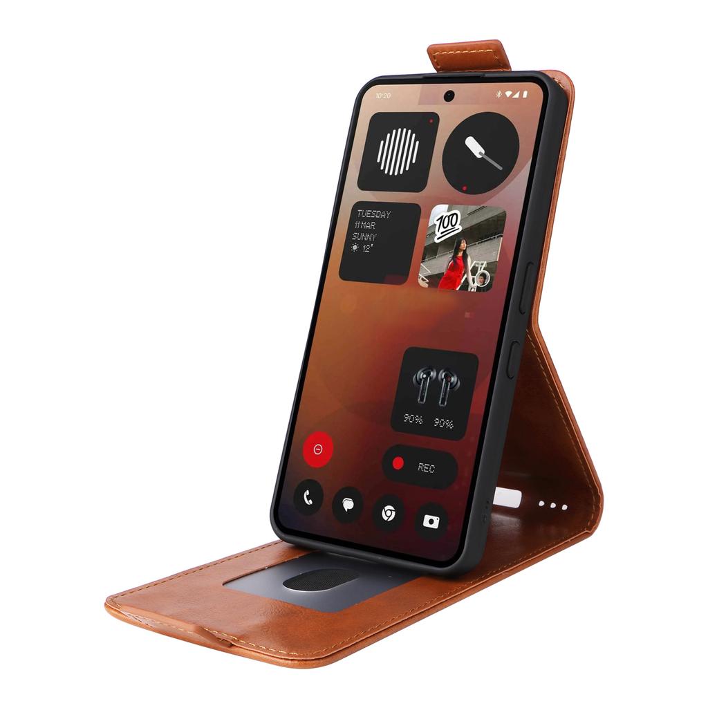 For Nothing Phone (3a) Pro Stand Case Magnetic Clasp Vertical Flip Leather Phone Cover with Card Holder