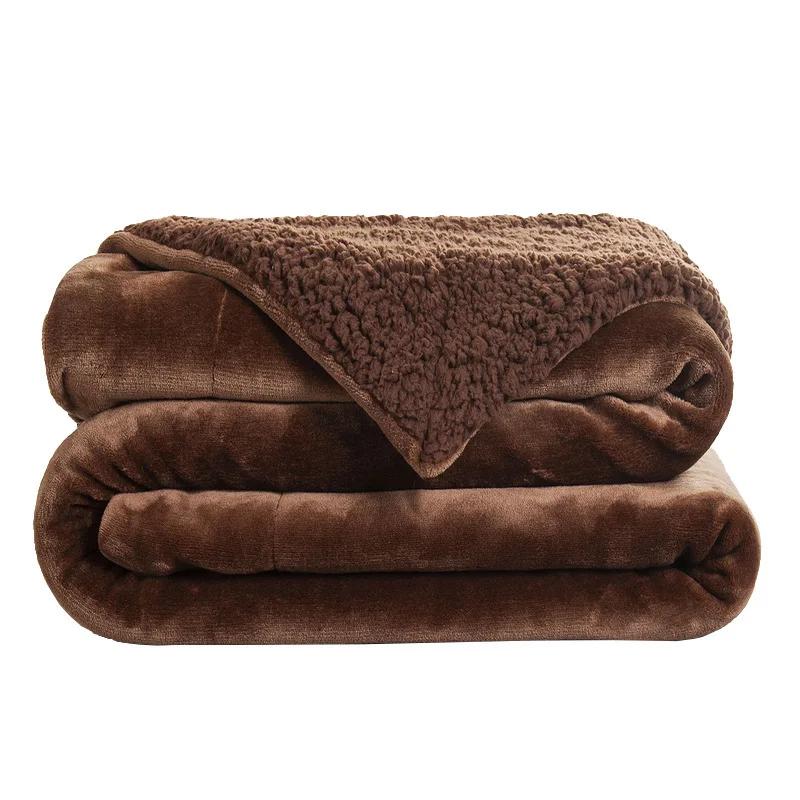 Wool Throw Blanket Keep Warm Winter Bed Blankets Double Sided Queen Duvet Cover Camping Double Bed Cover Bedspread On The Bed