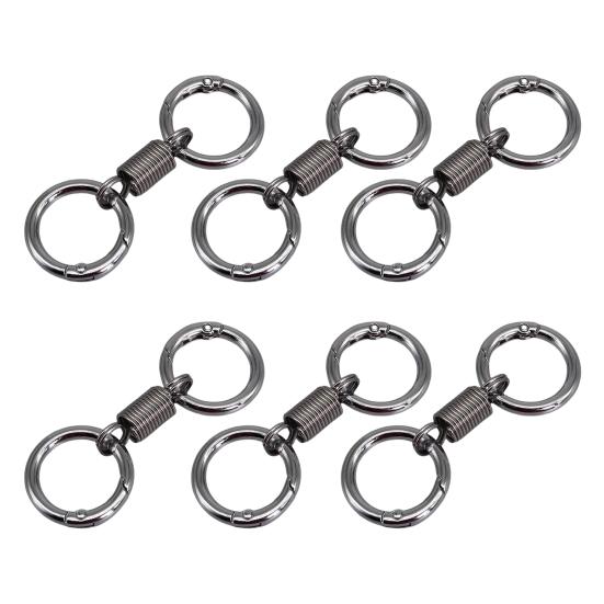 6Pcs Retro Spring Double Ring Keychain Zinc Alloy Anti-Lost Stretchy Key Organizer with Lobster Clasp Multi-functional Tool