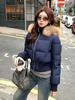 Korean style waist short cotton-padded clothes women's hooded big fur collar autumn and winter small people looking thin cotton-padded jackets are ava