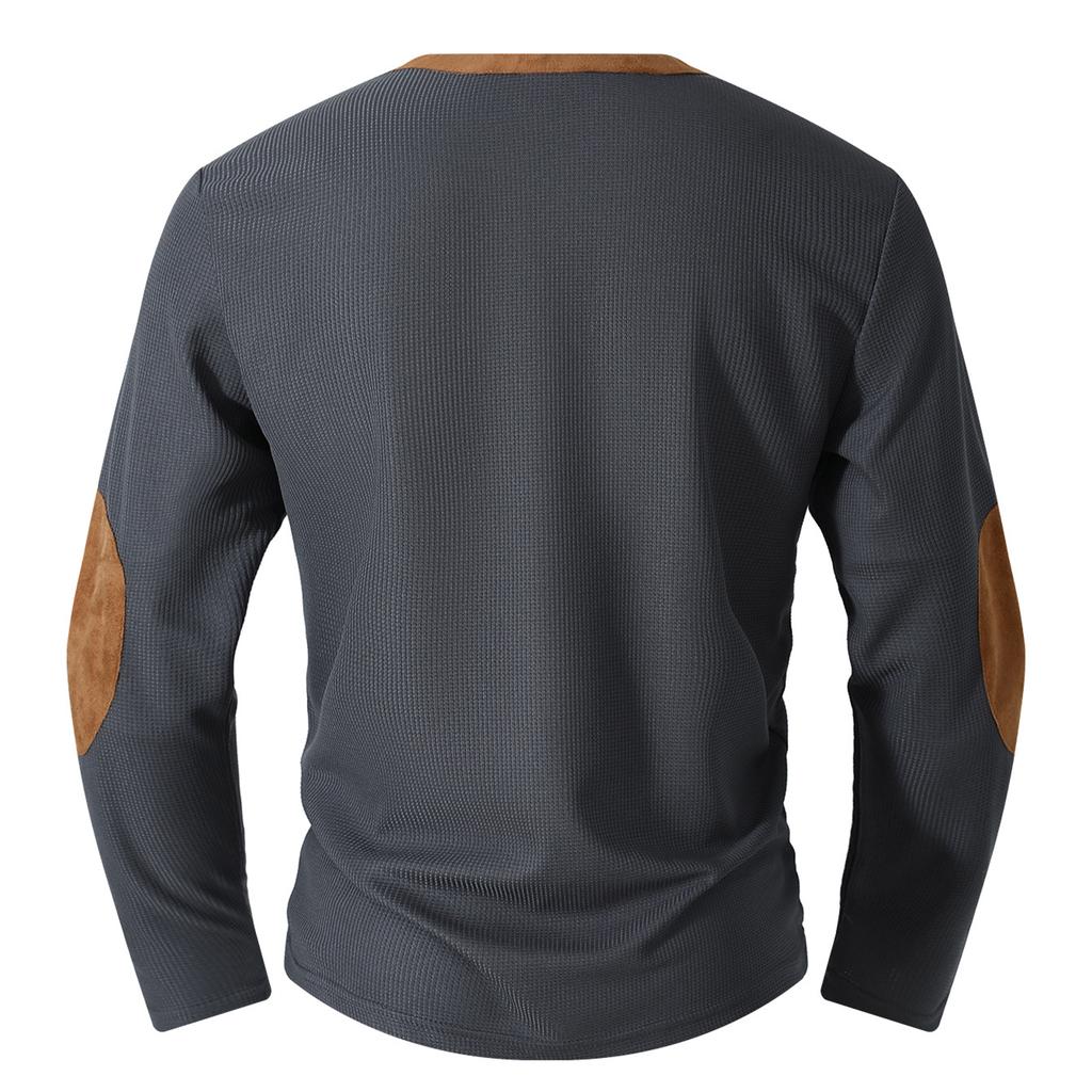 Men's Casual Long-sleeved Sports Shirt With Stand-up Collar And -textured Base Layer Shirt