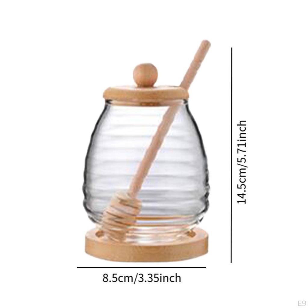 Dispenser di Miele in Vetro Trasparente con Coperchio e Cucchiaio per Eventi in Cucina