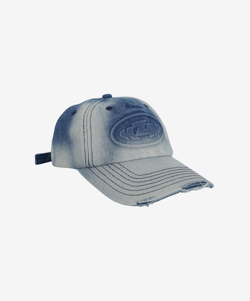 Keijiem Embossed Logo Denim Ball Cap Blue