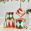Christmas Iron Decorations Set - Hanging Ornaments Tree Topper Drum-Shaped Festive Accents Holiday Home Party Display