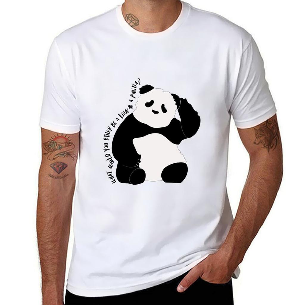 What Would You Rather Be a Lion or Panda TShirt Novelty Print Casual Tee Shirt