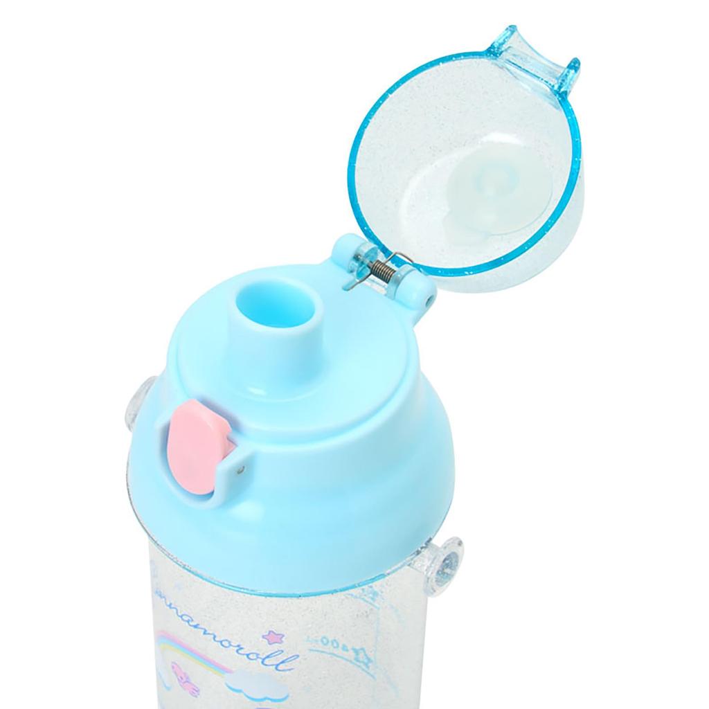Sanrio Clear Cap Saturated Polyester Lid Silicone Name Sticker Dishwasher 605743 One-Touch Bottle, Cinnamoroll, & Body Resin, & Strap Polypropylene,