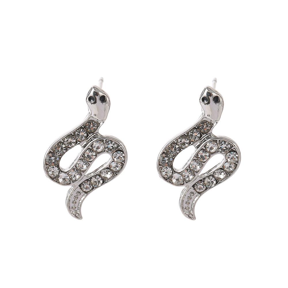 Luxurious Snake-Shaped Micro-Paved Diamond Stud Earrings