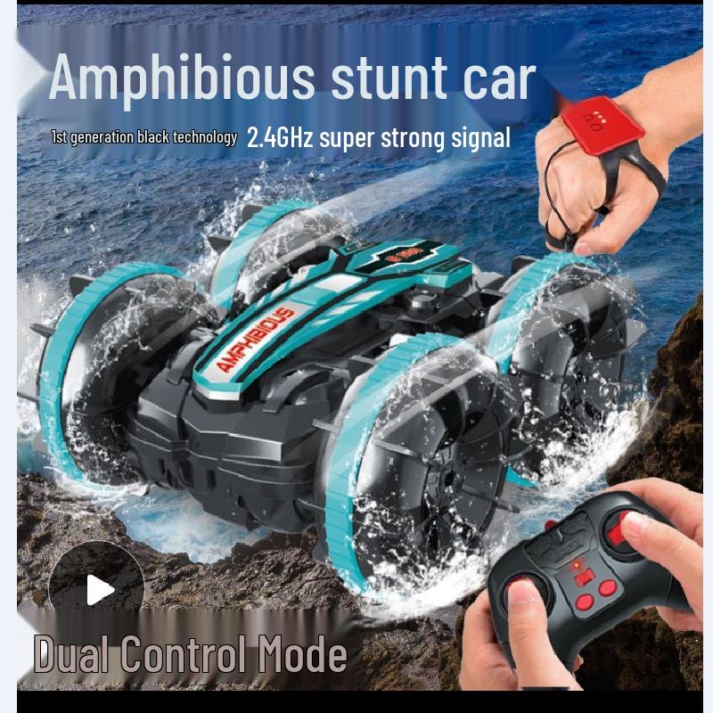 Amphibious Remote Control Stunt Car - Double-Sided Land & Water Toy Vehicle