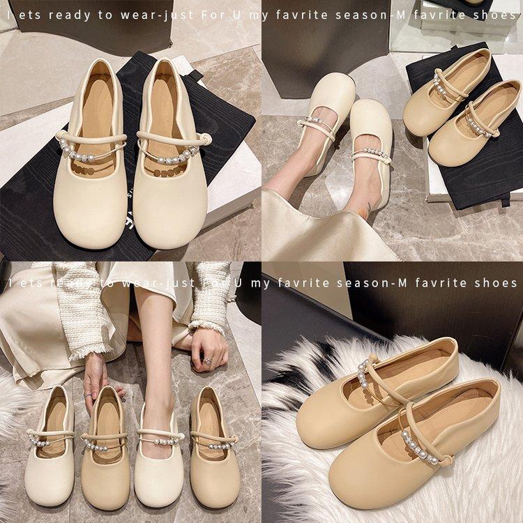 [Youshilai] Round Head Sweet Pearl Loafers Women's Spring 2025 New Shallow Mouth with One Pedal