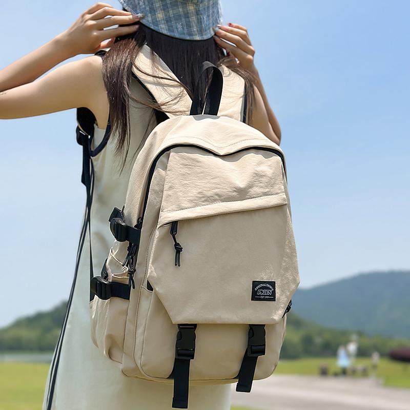 Junior High School Student Schoolbag Men's Solid Color Backpack Women's Travel Backpack