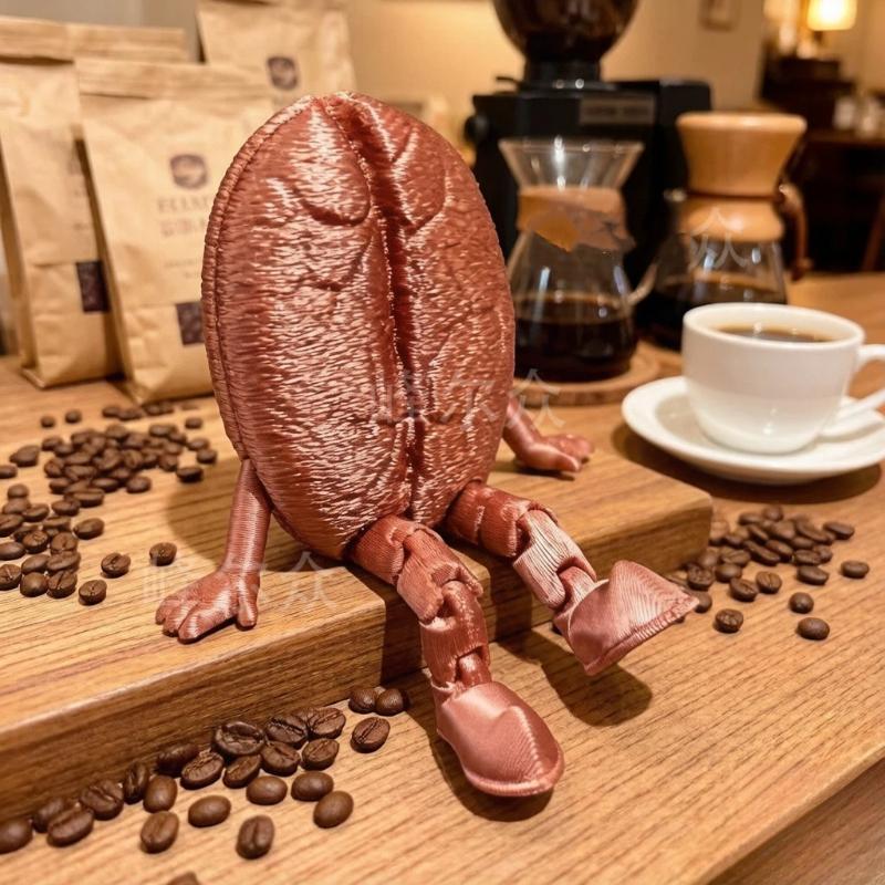3D Printed Coffee Partner Cute Coffee Cup Coffee Bean Desk Decor Fidget Toys For Coffee Lovers Home Office Ornaments