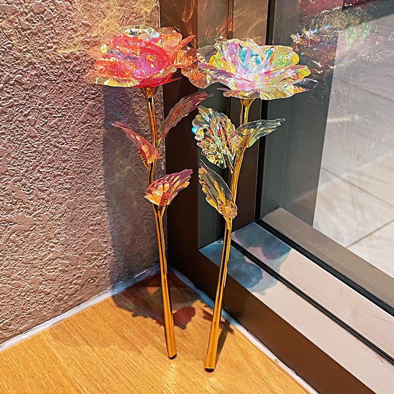 Luminous Flashing Gold Preserved Rose Bouquet – Creative Qixi Souvenir