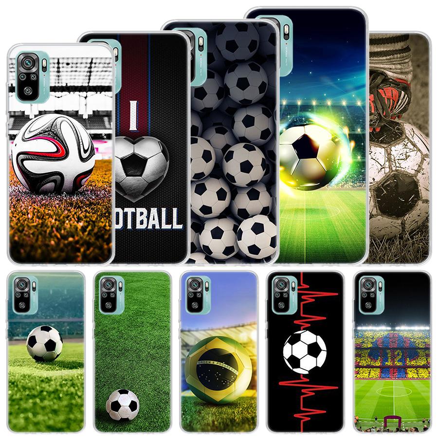 Football Soccer Ball Design Soft Case For Xiaomi Redmi 10 10A 10C 12 12C 9 9A 9C 9T Phone Cover 8 8A 7 7A 6 6A S2 K20 K40 Pro