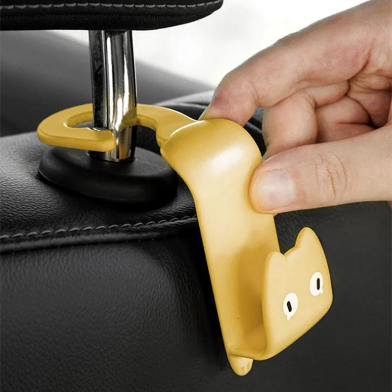 2 Stück Kreativer Autohaken Niedliche Katze Autositz Hängehaken Rücksitz Zubehör Organizer Haken Taschen Kleidung Diverses Aufhänger Clip