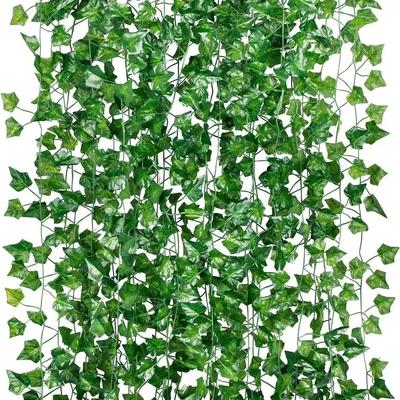 2,1 m grüne Efeublätter zum Aufhängen, künstliche Girlande, Seidenpflanze, für Zuhause, Garten, Dekoration, Hochzeit, Party, DIY, gefälschte Kranzblätter