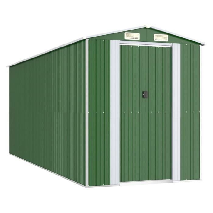 3147431 vidaXL Garden Shed Green 192x523x223 Cm Galvanized Steel