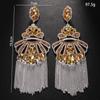 Tassel Earrings Exaggerated Rhinestone Earrings Personalized Queen Banquet Accessories Earrings