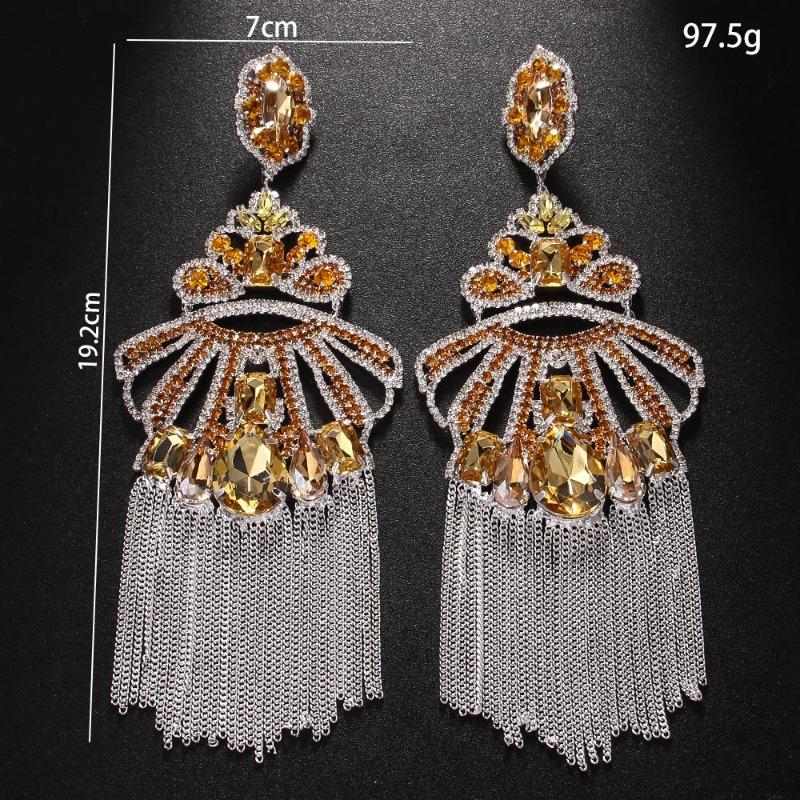 Tassel Earrings Exaggerated Rhinestone Earrings Personalized Queen Banquet Accessories Earrings