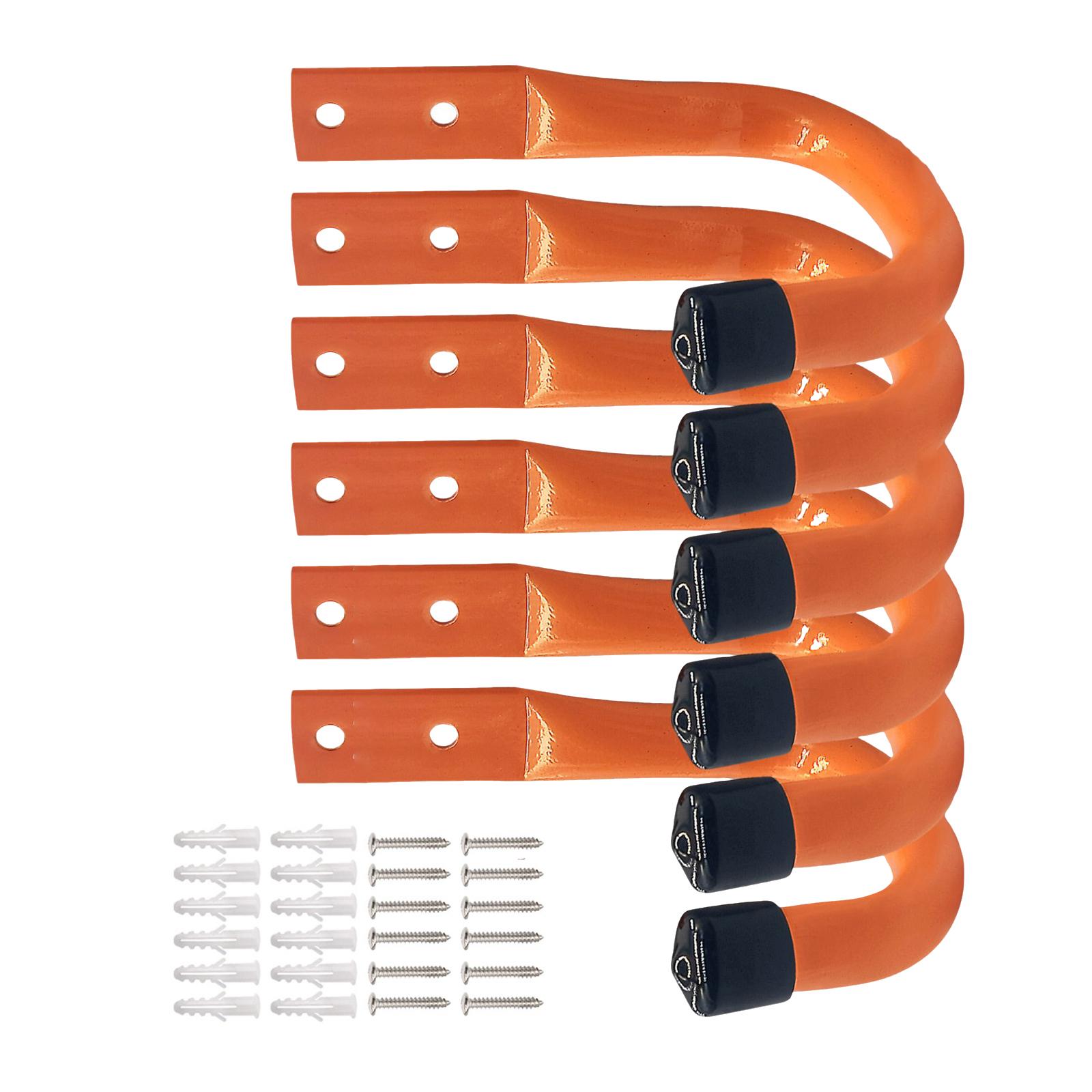 

6 шт. Сверхпрочные гаражные крюки для хранения, Универсальные гаражные крюки для настенного монтажа, Большой металлический органайзер для инструментов и удлинителей оранжевый