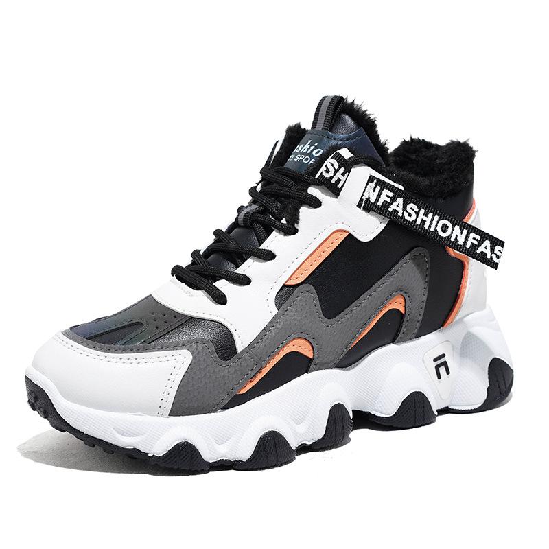 Winter new velvet dad shoes ins warm high-top sports shoes student cotton shoes