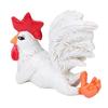 White Rooster Statue Enchanting Posture Table Art Sculpture Funny Lying Down Rooster Figurine Decoration Animal Table