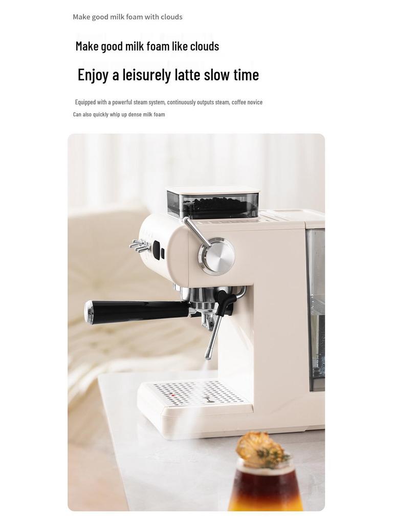 Home Espresso Machine: Semi-Automatic Italian High-Pressure Cold & Hot Dual Extraction with Integrated Grinder