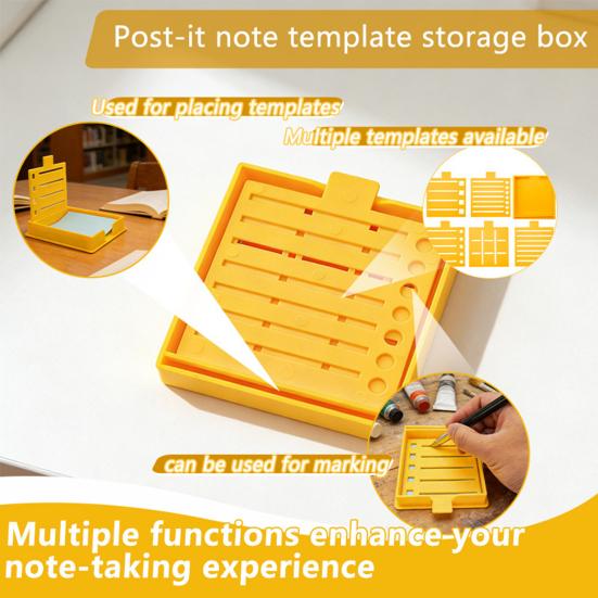 Note Holder for Desk Plastic Note Box with 5 Templates And Clamp Multi-Functional Note Organizer for Office School Home Use