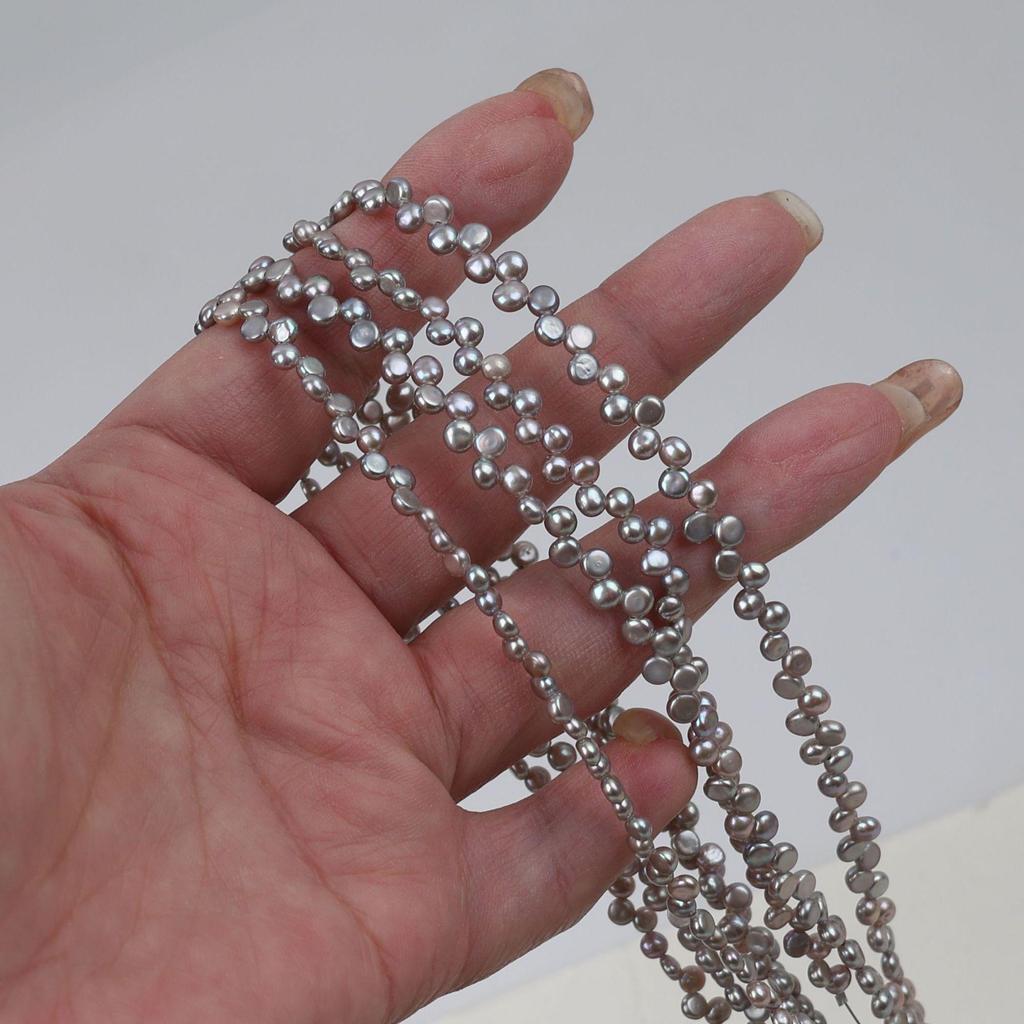 2x8mm Gray Freshwater Pearl Loose Beads, Natural Seedless Small Pearls for DIY Jewelry Accessories