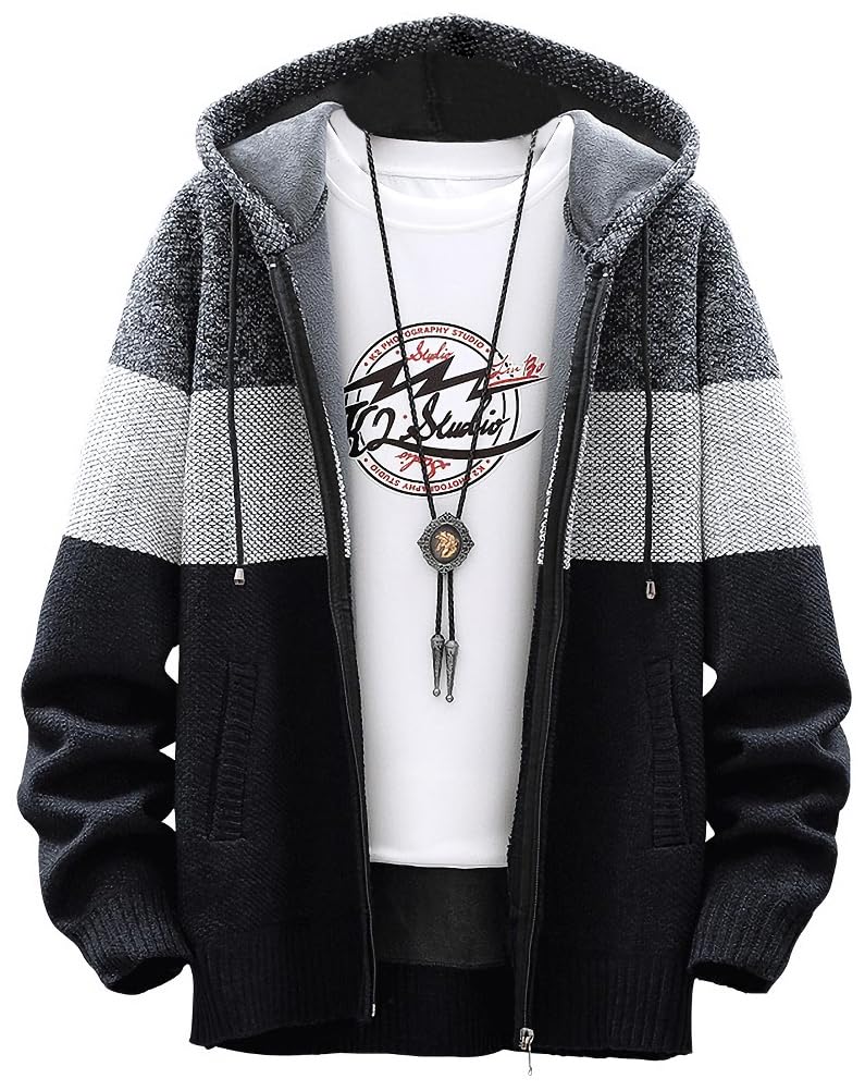 

Толстовка с длинным рукавом из уличного флисового трикотажа на молнии, полосатая куртка для взрослых, модная верхняя трикотажная толстовка с флисовой подкладкой букле, темно-синяя [Aspersio]