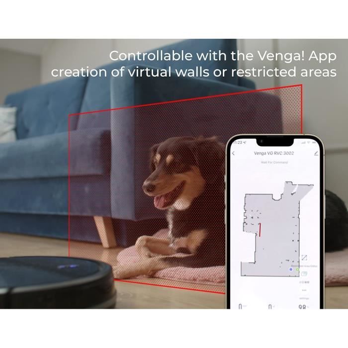 Robot Aspirateur - GENERIC - VG RVC 3002 BK - Navigation Laser - 6 Modes de Nettoyage - Noir