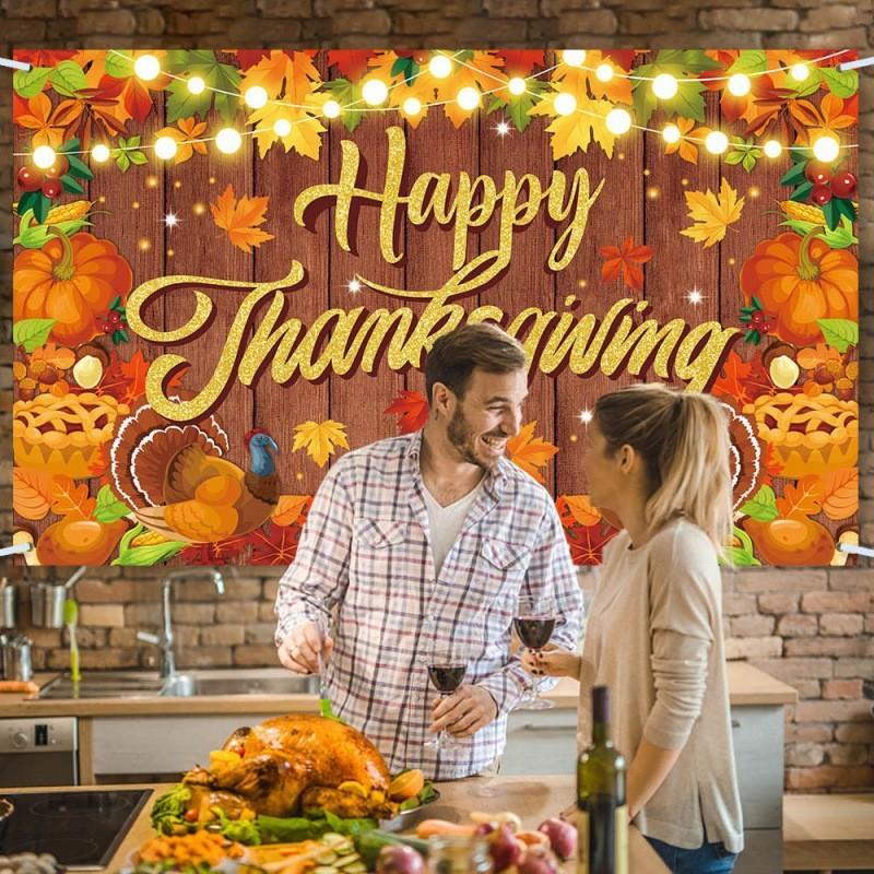 Party Happy Thanksgiving Background Cloth Decoration Banner Decoration Hanging