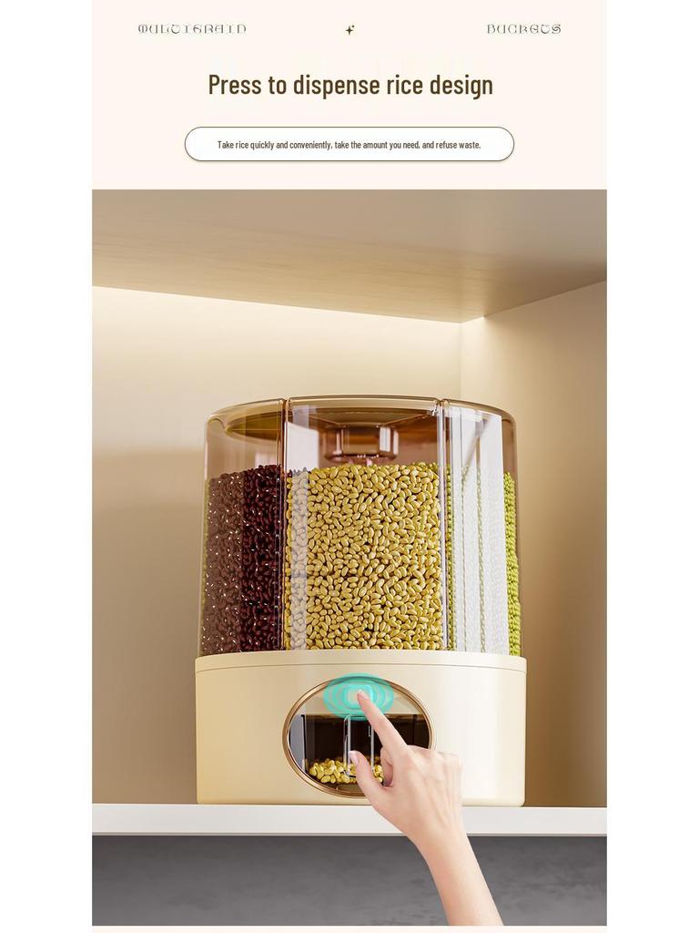 Rotatable Household Rice and Grain Storage Box: Insect & Moisture-Proof, Sealed, Compartmented Bucket
